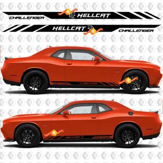 2X Dodge Challenger Hellcat Rocker Panel Aufkleber Streifen Vinyl Grafiken 2011-2023
