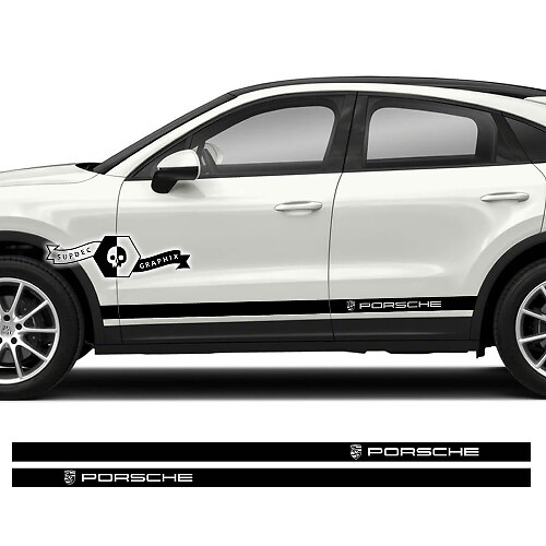 2x Porsche 2023 Porsche Cayenne Rocker Panel Side Solid Stripes Doors Aufkleber Aufkleber
