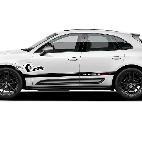 2x Porsche 2023 Porsche Macan T1 Side Solid Logo Stripes Doors Aufkleber Aufkleber 2 Farben
