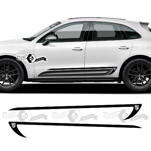 2x Porsche 2023 Porsche Macan T Side Logo Line Stripes Doors Aufkleber Aufkleber

