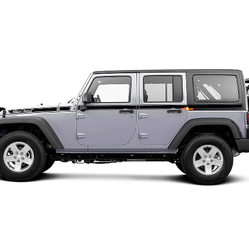 Paar Jeep Wrangler Retro-Aufkleber über die gesamte Fahrzeuglänge, Seitentür-Grafiken, Wrangler JK 2- oder 4-Türer
