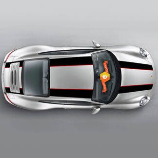 Set mit grafischen Streifenaufklebern für konturierte R-Streifen über der Oberseite für Porsche Carrera
