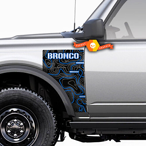Paar Ford Bronco Badlands Side Style Side Panel Сontour Map Vinyl Aufkleber Aufkleber Grafiken 2 Farben
