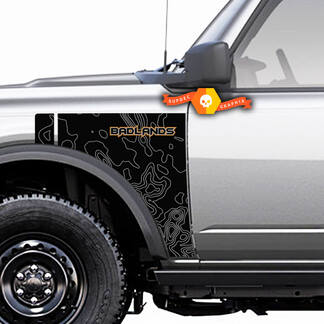 Paar Ford Bronco Badlands Side Style Side Panel Сontour Map Logo Vinyl Aufkleber Aufkleber Grafiken 2 Farben
