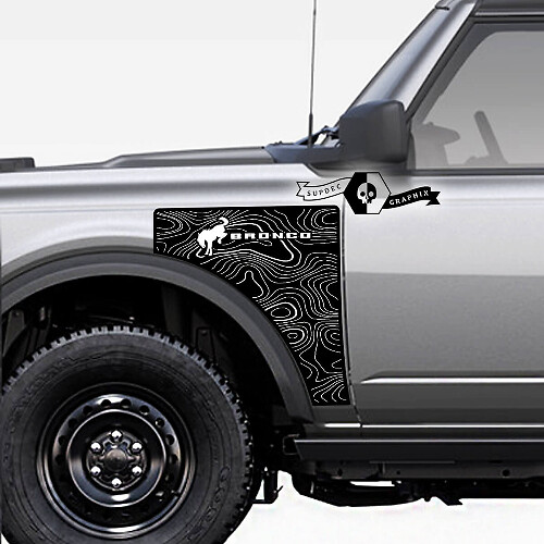 Paar Ford Bronco Badlands Side Style Side Panel Сontour Map Vinyl Aufkleber Aufkleber Grafiken
