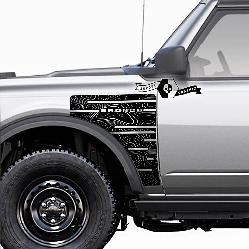Paar Ford Bronco Badlands Side Style Fender Panel Trim Сontour Map Vinyl Aufkleber Aufkleber Grafiken
