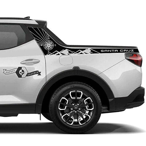 Compass Mountain hinteres seitliches Vinyl-Aufkleber-Set für Hyundai Santa Cruz