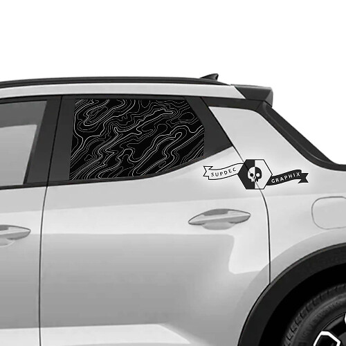 Konturkarte Aufkleber für die hintere Seitenscheibe Vinyl für Hyundai Santa Cruz