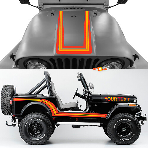 Retro Farbige Seitenleisten- und Motorhaubenverkleidungsaufkleber für Jeep Renegade CJ7 1
