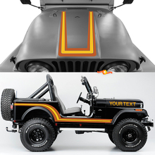 Retro Farbige Seitenleisten- und Motorhaubenverkleidungsaufkleber für Jeep Renegade CJ7 2