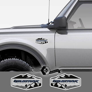 2 neue Ford Bronco Wildtrak Mountains Aufkleber Vinyl Emblem Sasquatch Grau Aufkleber Streifen für Ford Bronco
