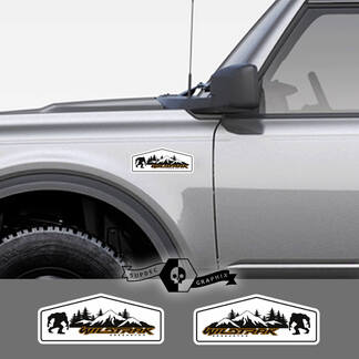 2 neue Ford Bronco Wildtrak Mountain Aufkleber Vinyl Emblem Sasquatch White Sticker Stripe für Ford Bronco
