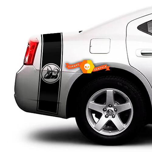Dodge Charger Super Bee 2009–2015, Kofferraumband, Streifenbesatz, Aufkleber, komplettes Grafik-Set
