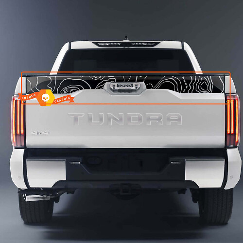 Topografische Karten-Heckklappenaufkleber für Toyota Tundra 2023