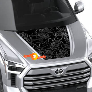 Hood Topographic Map TRD 4X4 Off Road Wrap Aufkleber für Toyota Tundra Dritte Generation XK70 2021 - up Sticker Graphics SupDec Design 3
