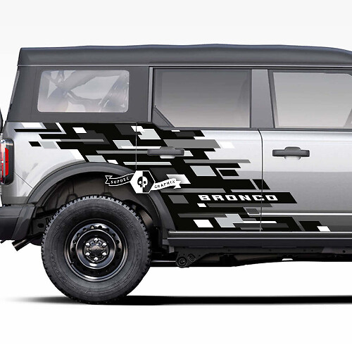 Paar Türen Seiten Geometrische Grafiken Monochrome Splash Aufkleber für Ford Bronco 2021 2022 2023 3 Farben
