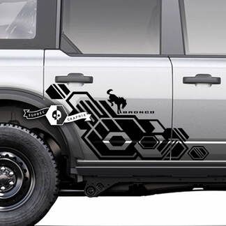 Paar seitliche geometrische Logo-Grafik-Spritzaufkleber für Türen für Ford Bronco 20212022 2023
