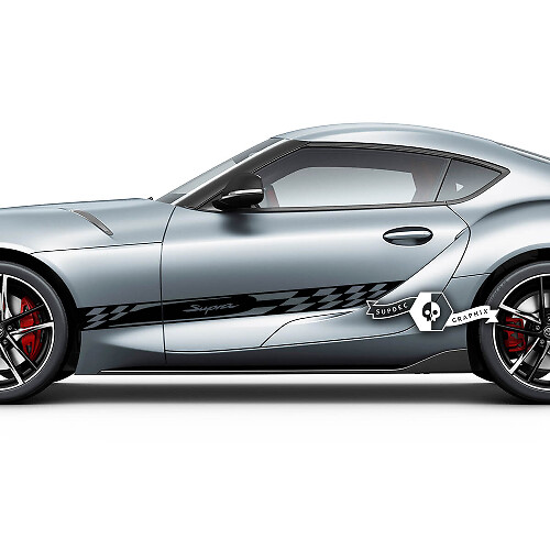 Toyota Supra MKV A90 A91 Türen Seitliche Schachbrettstreifen Grafiken Aufkleber Sticker
