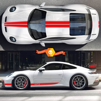Porsche GT3 Racing Seitenstreifen Dachhaube Kofferraum für Carrera Seitenstreifen
