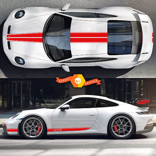 Racing Haube Dach Seitenstreifen Vinyl Aufkleber Kit Für Porsche 911 Carrera GT3