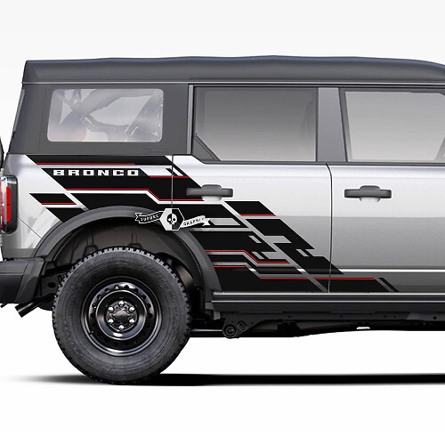 Paar Türen Seitenbett Kotflügel Geometrische Grafiken Spritzaufkleber Aufkleber 2 Farben Ford Bronco 20212022 2023
