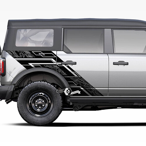 Paar Türen, seitliche geometrische Grafiken, Spritzaufkleber, Bettkotflügel für Ford Bronco 2021, 2022, 2023
