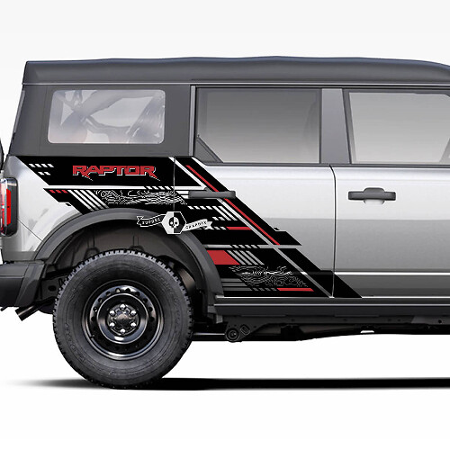 Paar Türen Seitenbett Fender Raptor Graphics Splash Aufkleber Aufkleber 2 Farben Ford Bronco 20212022 2023
