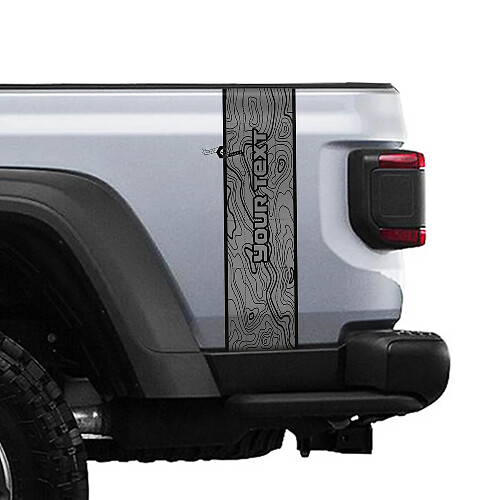 Individuelle Topographische Karte Heckseitenstreifen Vinyl-Grafiken für Jeep Gladiator JT Rubicon Mojave