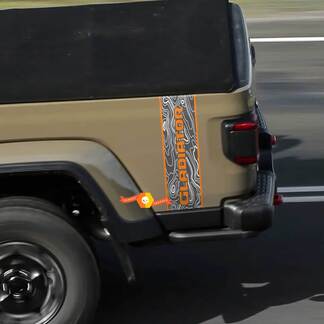 Jeep Gladiator-Logo, topografische Karte, Vinyl-Grafik mit Streifen auf der Rückseite, 3 Farben
