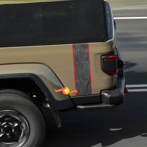 Jeep Gladiator Topografische Karte, Vinylgrafiken auf der Rückseite, 3 Farben
