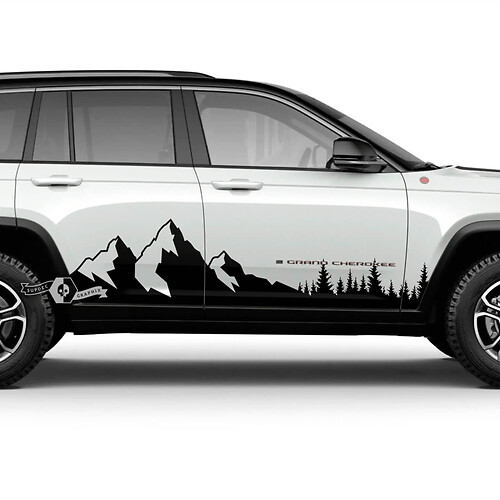 Paar Jeep Grand Cherokee SRT TrackHawk Side Rocker Panel Forest Mountain Vinyl Aufkleber Grafik
