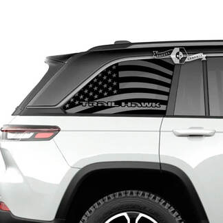 Paar Jeep Grand Cherokee SRT TrackHawk Seitenglasfenster USA Flagge Logo Vinyl Aufkleber Grafik
