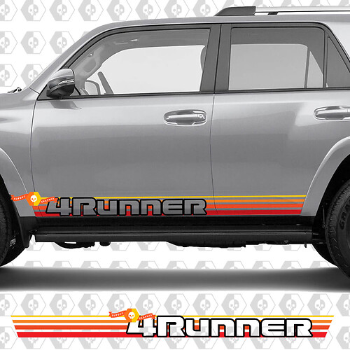 Paar 4Runner 2023 seitliche Vinyl-Rocker-Panel-Aufkleber, Vintage-Farben, Streifenaufkleber für Toyota 4Runner TRD
