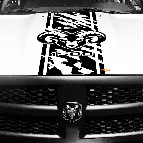 Hemi Used-Look Streifen Motorhauben Vinylaufkleber für Dodge Ram 1500