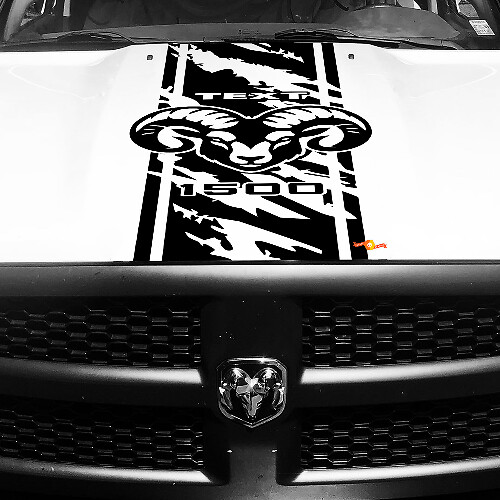 Hemi Logo Custom Abgenutzter Streifen Motorhaube Vinylaufkleber für Dodge Ram 1500