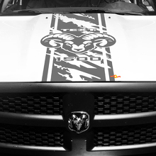 Hemi Logo Custom Abgenutzter Streifen Motorhaube Vinylaufkleber für Dodge Ram 1500_2