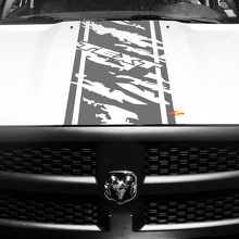 Benutzerdefinierter Vinyl-Aufkleber mit abgenutztem Streifenmuster für die Motorhaube des Dodge Ram 1500_2