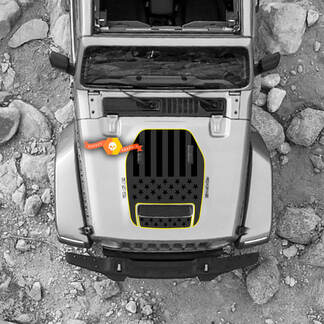 Kapuze für 2021 2022 2023 Jeep Wrangler Rubicon Aufkleber Grafik Flagge USA Vinyl SupDec Design
