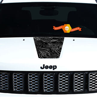 2011–2018 Jeep Grand Cherokee Hood Graphic Aufkleber Blackout Topografische Karte
