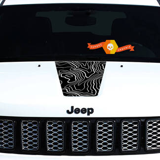 2011–2018 Jeep Grand Cherokee Front Hood Graphic Decal Blackout Topographic Map Line
