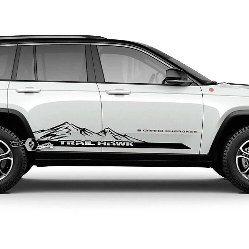 Paar 2023+ Jeep Grand Cherokee Trailhawk Doors Mountains Logo Grafikaufkleber Aufkleber

