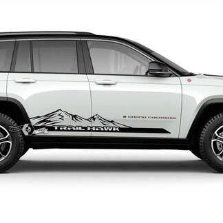 Paar 2023+ Jeep Grand Cherokee Trailhawk Doors Mountains Logo Grafikaufkleber

