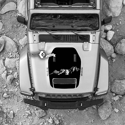 Kapuze für 2021 2022 2023 Jeep Mountains Wrangler Rubicon Aufkleber Grafik Vinyl SupDec Design
