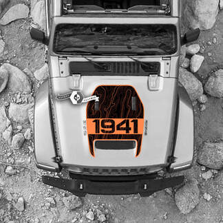 Motorhaube für 2021 2022 2023 Jeep 1941 Edition Topografische Karte Wrangler Rubicon Aufkleber Grafik Vinyl SupDec Design
