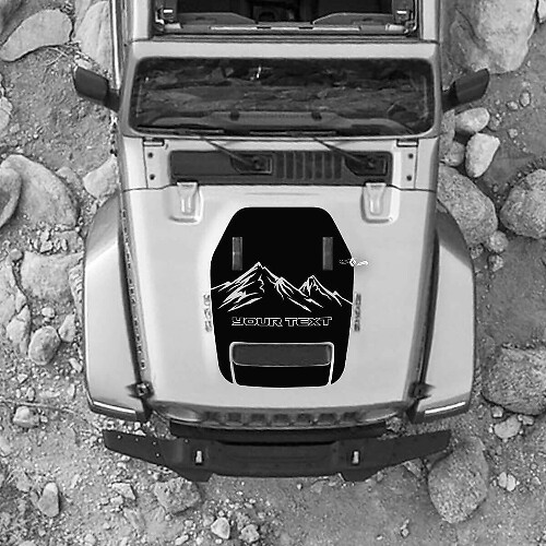 Mountains Benutzerdefinierter Text Motorhauben Vinylaufkleber Grafik Dekor für Jeep Wrangler Rubicon