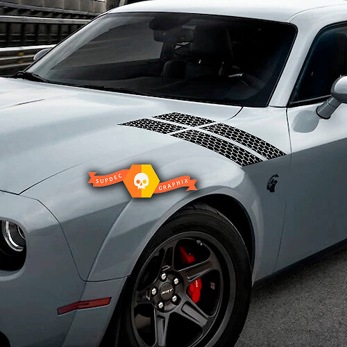 Waben-Motorhauben- und Kotflügel-Hash-Mark-Aufkleber für Dodge Challenger 2015-2023