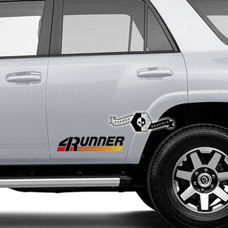 2 x 4Runner 2023 + Türen Vinyl Logo Sunset Mountain Aufkleber Aufkleber für Toyota 4Runner TRD

