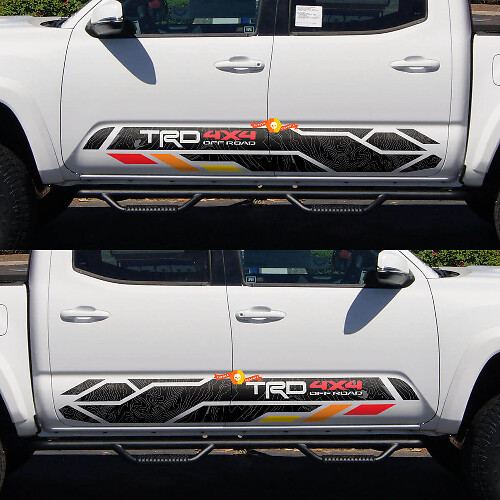 TRD 4x4 Off Road Topografisches Rocker Panel Vinyl-Aufkleber-Set für Toyota Tacoma Tundra