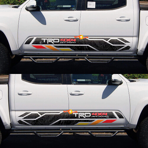 TRD 4x4 Offroad Topografischer Seiten-Tür Vinyl-Aufkleber für Toyota Tacoma 2005-2020