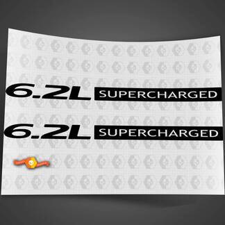 2x 6,2L Supercharged Motorhaubenhutze-Umrissaufkleber
